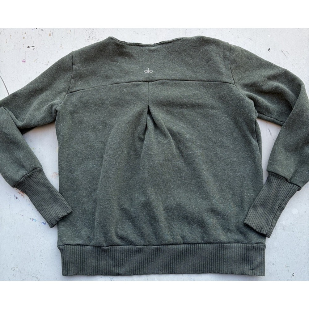 Women's ALO Sweatshirt Green Solid NO TAG Pullover Active Casual Gym Logo Round